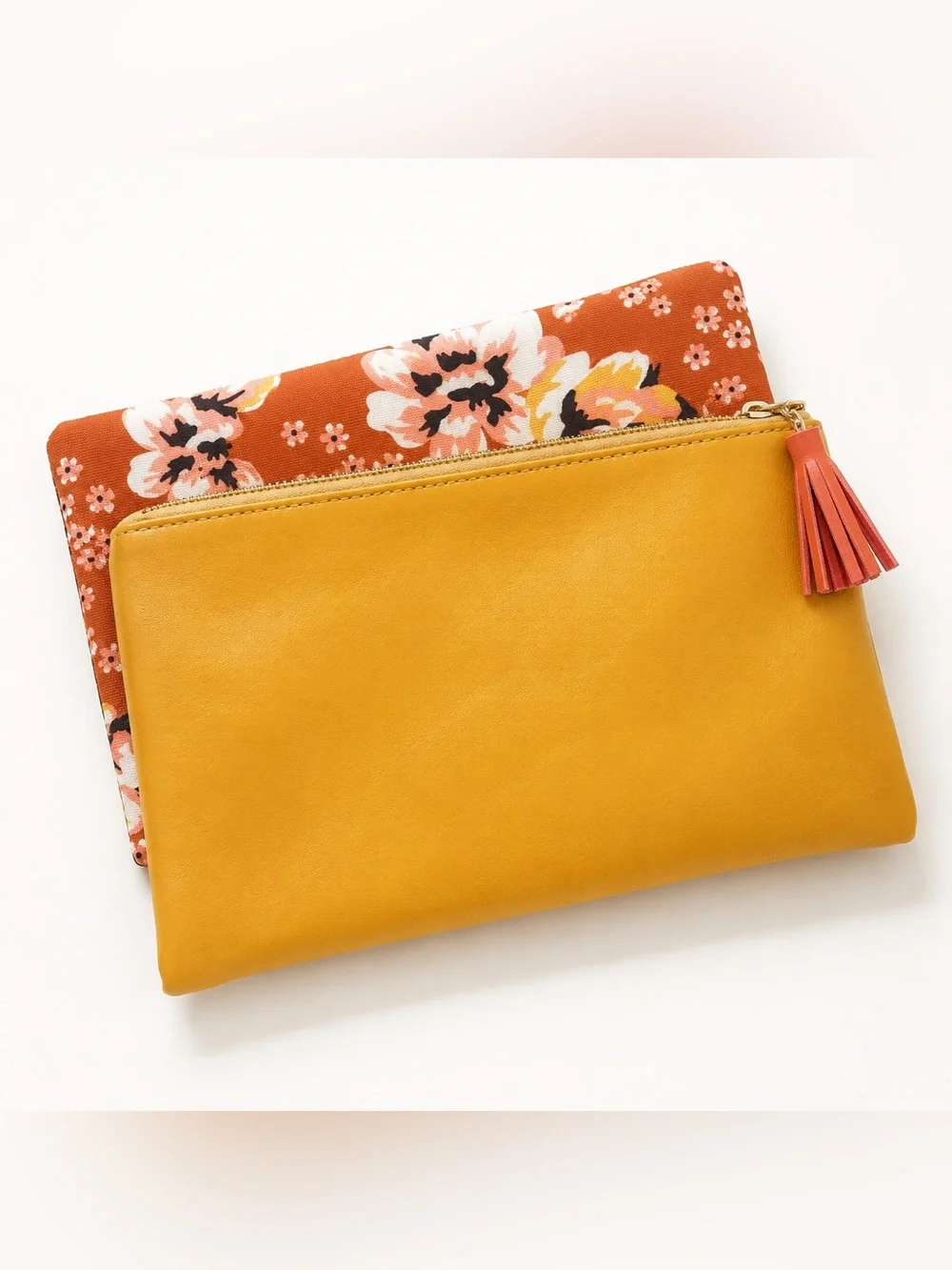 Rachel‎ Pally Zahara Reversible Floral Mustard Folding Clutch NWOT
